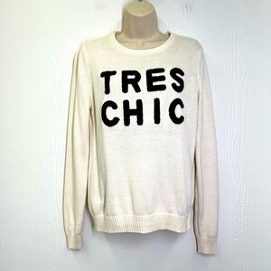 Forever 21 - TRES Chic Embroidered Crewneck Long Sleeve Knit Sweater Size Medium